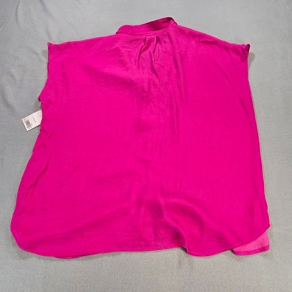Nine West Blouse Women XXL Pink Button Up High Low Sleeveless Career Top - Picture 3 of 7